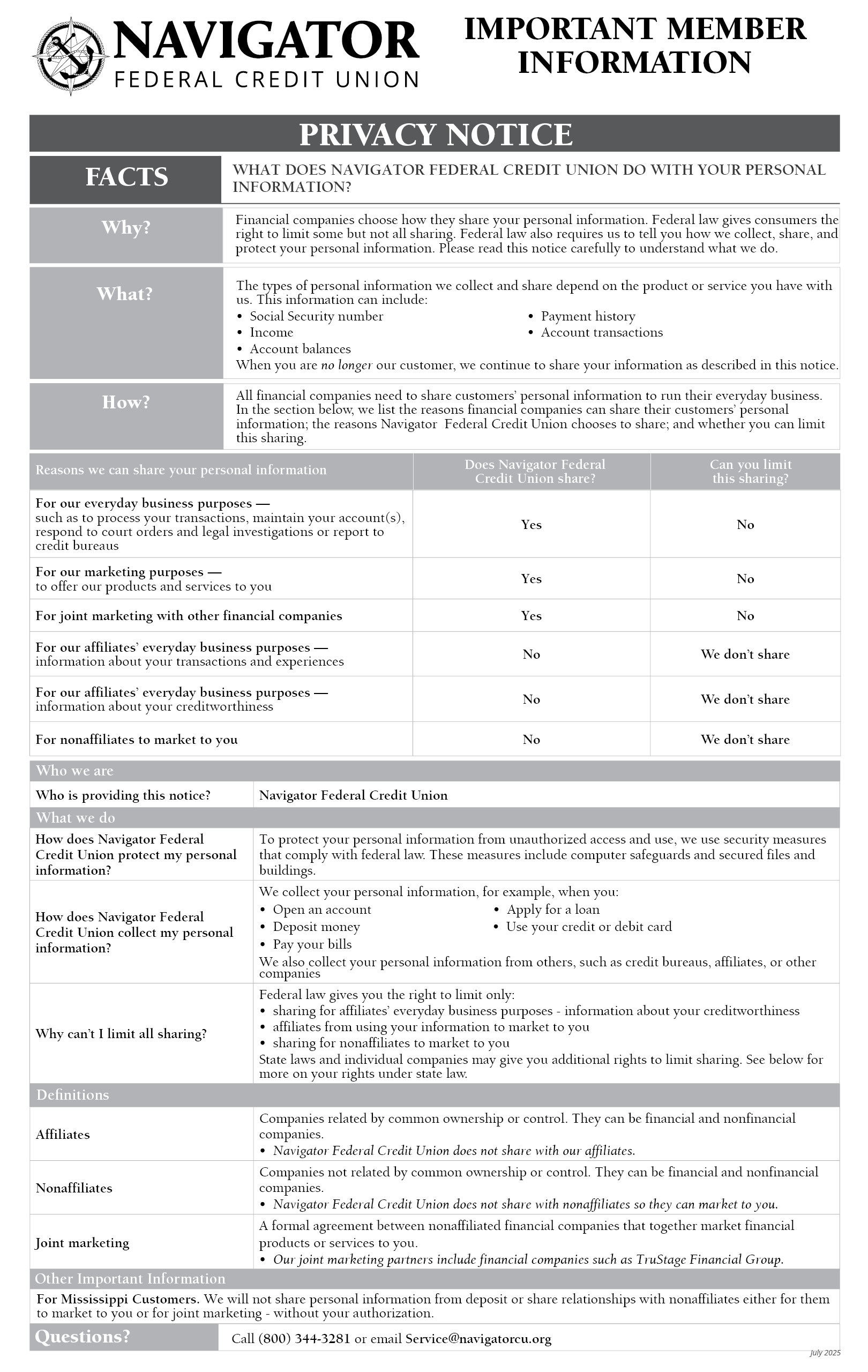 July 1, 2025 Privacy Policy