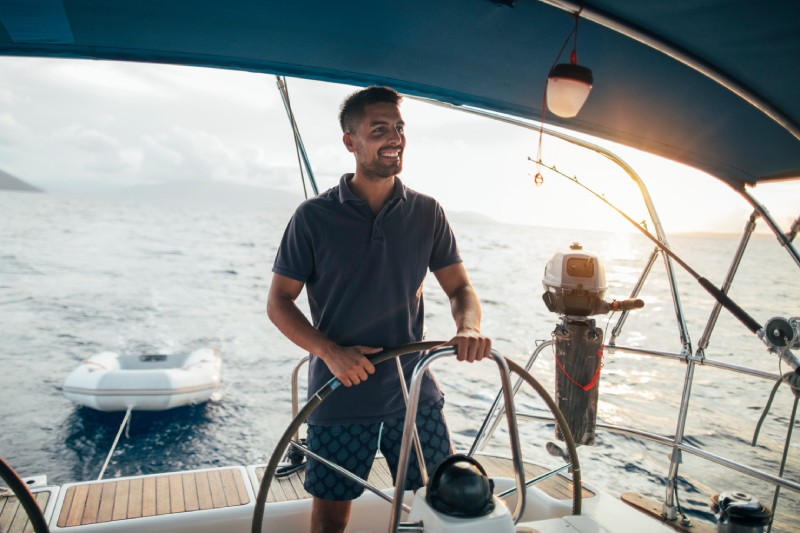 Man driving a boat
