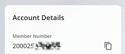 illustrates the member number in Navigator's online banking