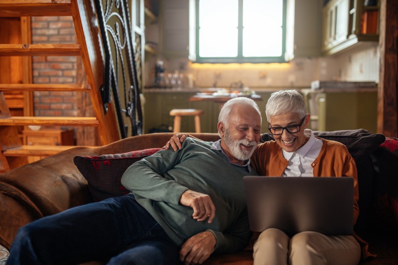 Senior couple on computer